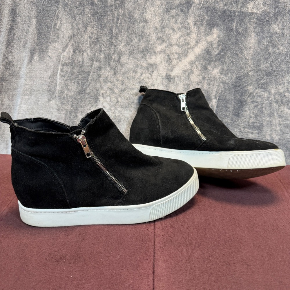 Soda Wedge Sneakers Womens Black Regular Size 10 Double Side Zip Ankle Bootie - Picture 2 of 12